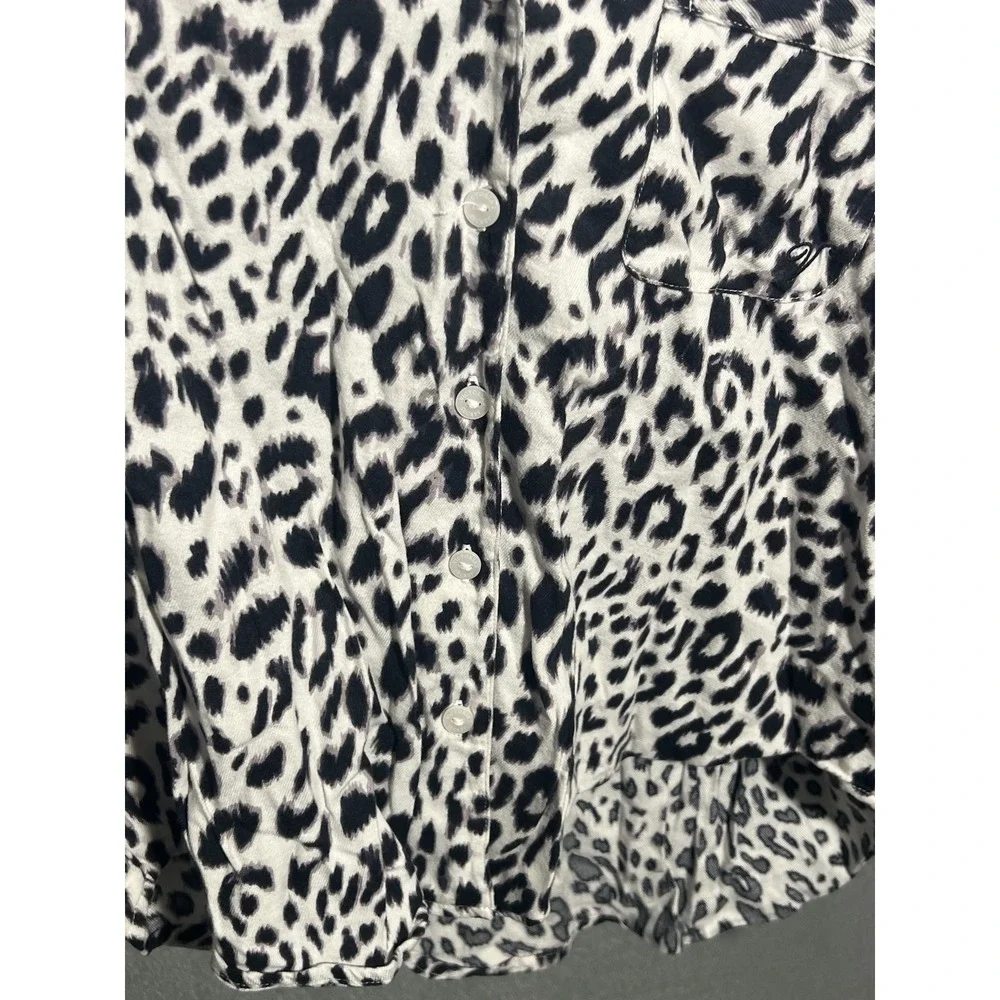 Victoria's Secret‎ Women's XS Leopard Print Button-Up Pajama Sleep Shirt Top